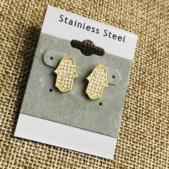 NWT Hamsa with cubic zicornia earrings - Picture 2 of 2